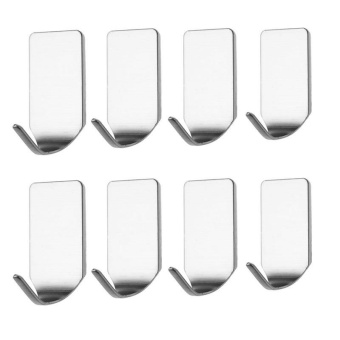 8pcs Self-Adhesive Wall Door Stainless Steel Stick Hanger Holder Hook 304 - intl Philippines