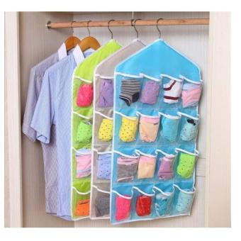 Big Bash 16 Pockets Hanging Organizer For Clothes/Socks/ Scarves(Blue) June 2018 - 3 Big Bash 16 Pockets Hanging Organizer For Clothes/Socks/ Scarves(Blue) - 3