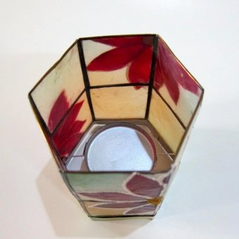 Capiz Hexagon Candle Holder Poinsettia Design April 2018 - 3 Capiz Hexagon Candle Holder Poinsettia Design - 3