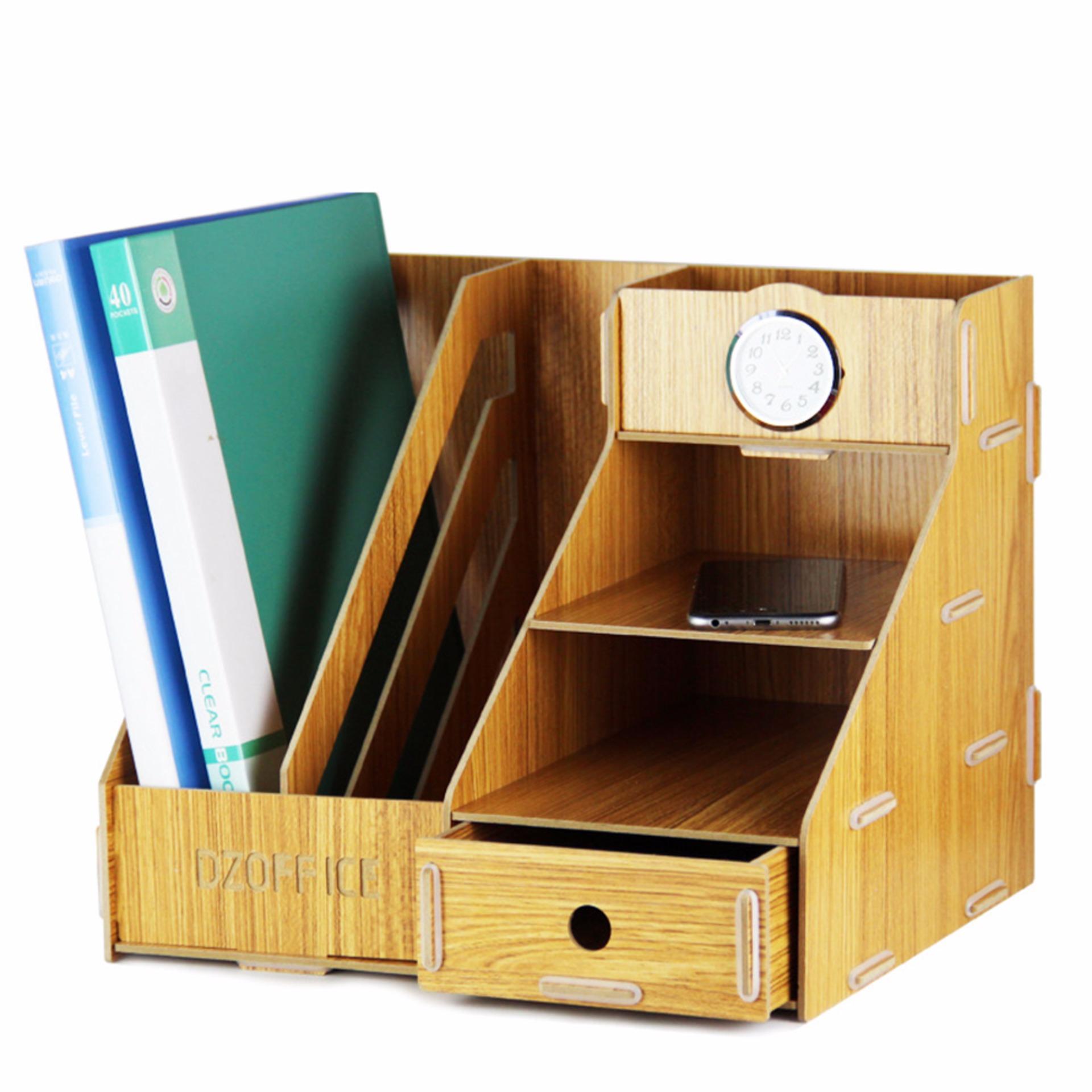 Philippines Detachable Wooden Grain Design Office Desk A4 File Detachable Wooden Grain Design Office Desk A4 File Rack Desktop Diyorganizer Shelf Book Storage Box