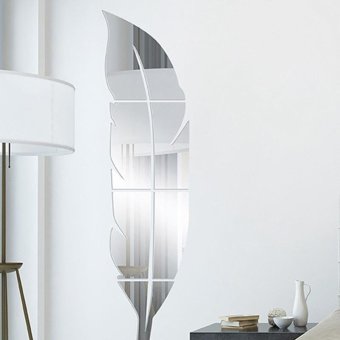 Feather Shaped Fitting Room Silver Mirror Style Sticker - Intl June 2018 - 2 Feather Shaped Fitting Room Silver Mirror Style Sticker - intl - 2