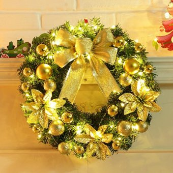 Hot Sales 40cm Golden Bow With LED String Light Christmas WreathBerry Garland Hanging Door Wall Decoration Hign Quality - Intl June 2018 - 2 Hot Sales 40cm Golden Bow with LED String Light Christmas WreathBerry Garland Hanging Door Wall Decoration Hign quality - intl - 2