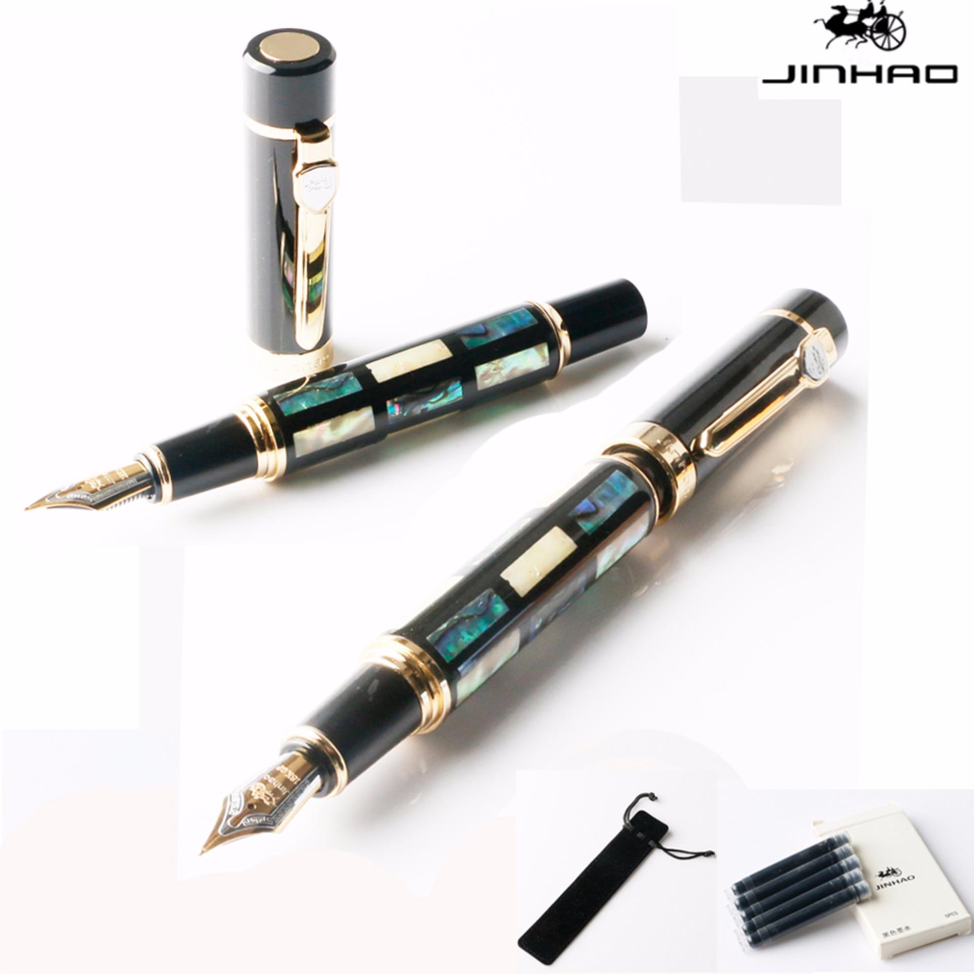 ... JinHao 650 luxury Shell Carving Classic Fountain pen with Gold Clip 0.5mm Medium Nib Writing ...