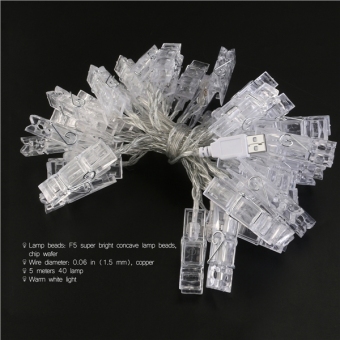 LEDMOMO 5m 40 LED Photo Clip String Lights 3000K For Hanging Pictures / Notes / Artwork (Warm White) - Intl June 2018 - 4 LEDMOMO 5m 40 LED Photo Clip String Lights 3000K for Hanging Pictures / Notes / Artwork (Warm White) - intl - 4