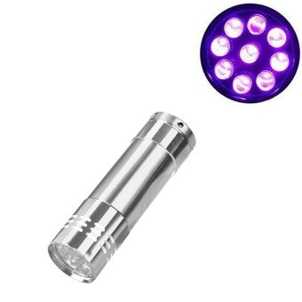 Mini Aluminum UV Ultra Violet 9 LED Flashlight Blacklight Torch Light Lamp - Intl June 2018 - 2 Mini Aluminum UV Ultra Violet 9 LED Flashlight Blacklight Torch Light Lamp - intl - 2