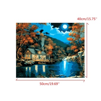 Moon Night Landscape House Acrylic Oil Painting By Number Kits DIY Craft 20X16'' - Intl June 2018 - 4 Moon Night Landscape House Acrylic Oil Painting By Number Kits DIY Craft 20X16'' - intl - 4