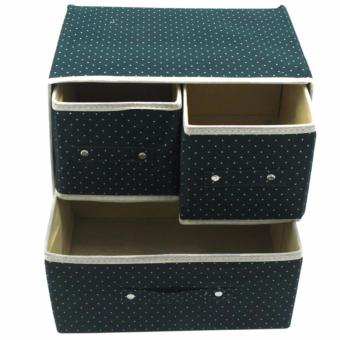 Multifunction Wooden Drawer Style Makeup Cosmetics Jewelry StorageBox Case Rack Organizer Light Pink (Floral Design) With FoldableWoven Clothing Storage Box (Dotted Green) June 2018 - 4 Multifunction Wooden Drawer Style Makeup Cosmetics Jewelry StorageBox Case Rack Organizer Light Pink (Floral Design) with FoldableWoven Clothing Storage Box (Dotted Green) - 4