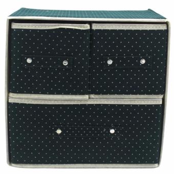 Multifunction Wooden Drawer Style Makeup Cosmetics Jewelry StorageBox Case Rack Organizer Light Pink (Floral Design) With FoldableWoven Clothing Storage Box (Dotted Green) June 2018 - 3 Multifunction Wooden Drawer Style Makeup Cosmetics Jewelry StorageBox Case Rack Organizer Light Pink (Floral Design) with FoldableWoven Clothing Storage Box (Dotted Green) - 3
