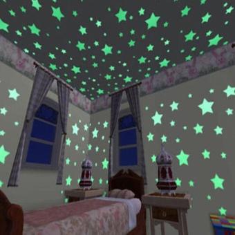 NiceEshop 100pcs Wall Stickers Decal Glow In The Dark Baby KidsBedroom Home Decor Color Stars Luminous Fluorescent Wall StickersDecal (Green) - Intl June 2018 - 2 niceEshop 100pcs Wall Stickers Decal Glow In The Dark Baby KidsBedroom Home Decor Color Stars Luminous Fluorescent Wall StickersDecal (Green) - intl - 2