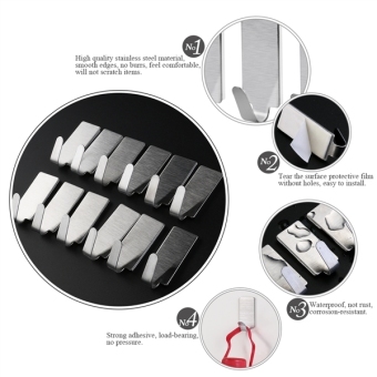 NUOLUX 12pcs Adhesive Stainless Steel Towel Hooks Towel Racks WallHooks For Kitchen Bathroom - Intl April 2018 - 2 NUOLUX 12pcs Adhesive Stainless Steel Towel Hooks Towel Racks WallHooks for Kitchen Bathroom - Intl - 2