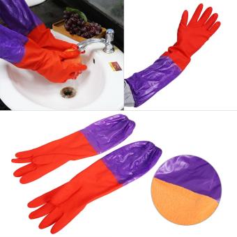 One Pair Of Long Warm Latex Washing Gloves Waterproof For Winter Househeld Kitchen Cleaning Hot - Intl June 2018 - 2 One Pair Of Long Warm Latex Washing Gloves Waterproof For Winter Househeld Kitchen Cleaning Hot - intl - 2