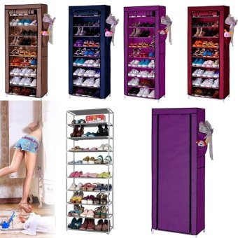Quality 10 Layer 9 Grid Shoe Rack Storage Shelf Organizer Cabinet Cover Pockets (Grey) June 2018 - 3 Quality 10 Layer 9 Grid Shoe Rack Storage Shelf Organizer Cabinet Cover Pockets (Grey) - 3