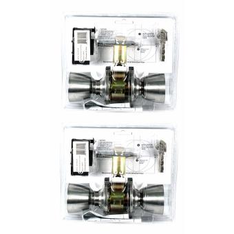 Raider Satin Stainless Steel Flat Handle Door Knob Lockset (2 Sets) July 2018 - 2 Raider Satin Stainless Steel Flat Handle Door Knob Lockset (2 Sets) - 2