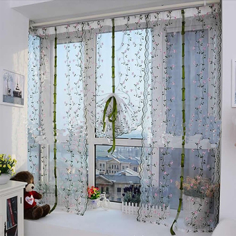 Rural Style Embroidered Floral Shade Sheer Door Cafe Kitchen Window Curtain June 2018 - 2 Rural Style Embroidered Floral Shade Sheer Door Cafe Kitchen Window Curtain - 2