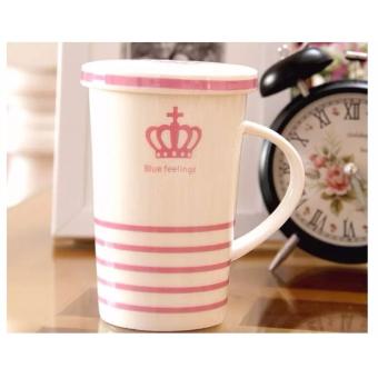 Stripes Feelings Mug With Cover Milk Cup Porcelain Coffee Mug WithLid Cover 400ml June 2018 - 2 Stripes Feelings Mug with Cover Milk Cup Porcelain Coffee Mug withLid Cover 400ml - 2