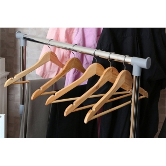 Wooden Clothes Hangers With Non-slip Grooved Bar 10-Pack July 2018 - 4 Wooden Clothes Hangers with Non-slip Grooved Bar 10-Pack - 4