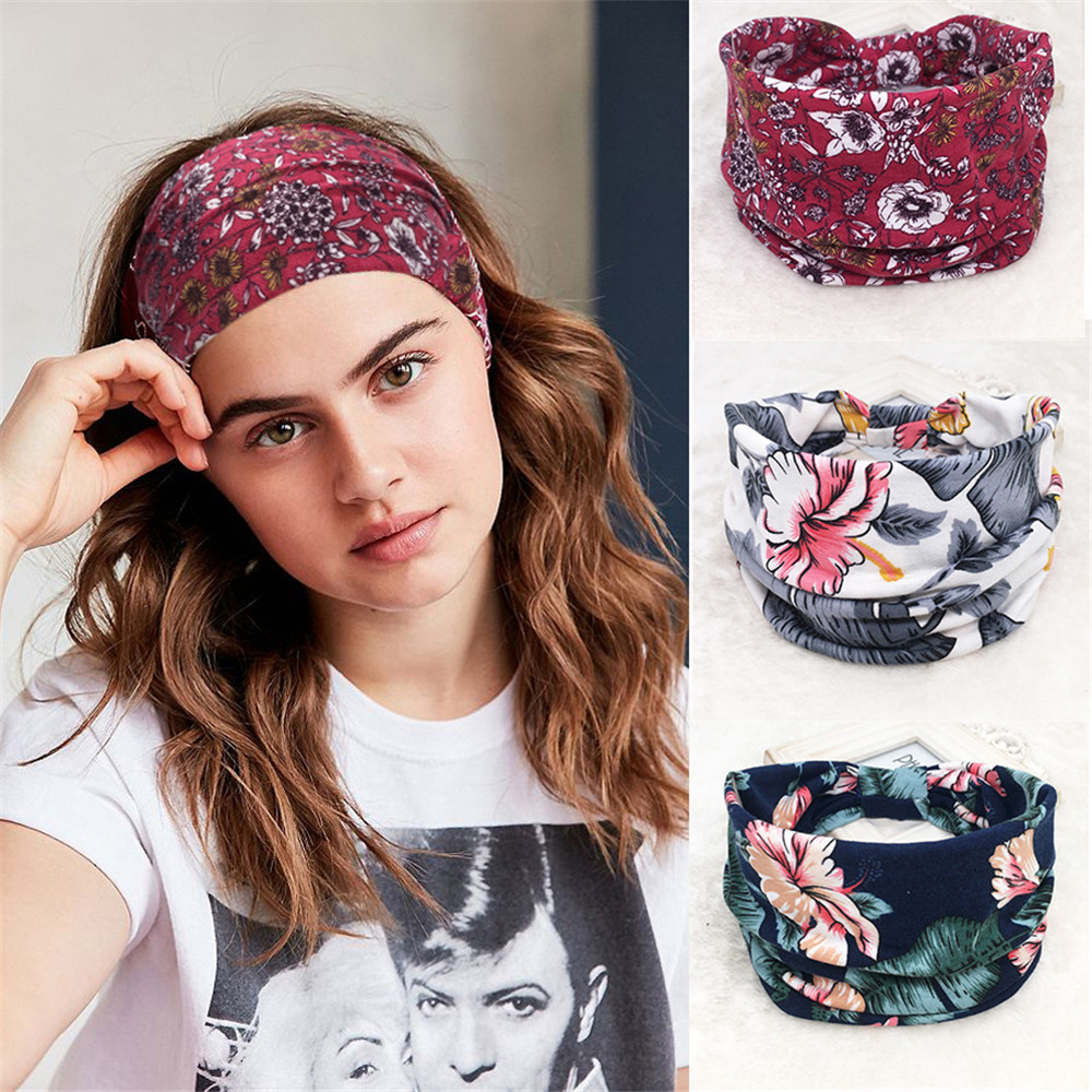 F8C503Y 30 colours Ladies Hair Accessory Bandana Turban Hair Band Head Wrap Wide Hairband Stretch Elastic Headband