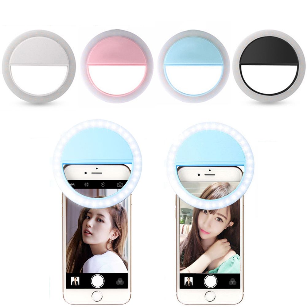 LONGB Universal Dimmable LEDS Flash Ring Selfie Lamp Fill Light Selfie Ring Light Mobile Phone Lens