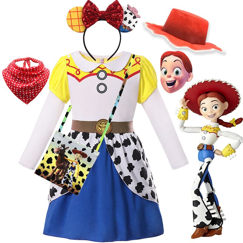 Disney Toy Story 4 Jessie Cosplay Carnival Princess Dress Long Sleeves