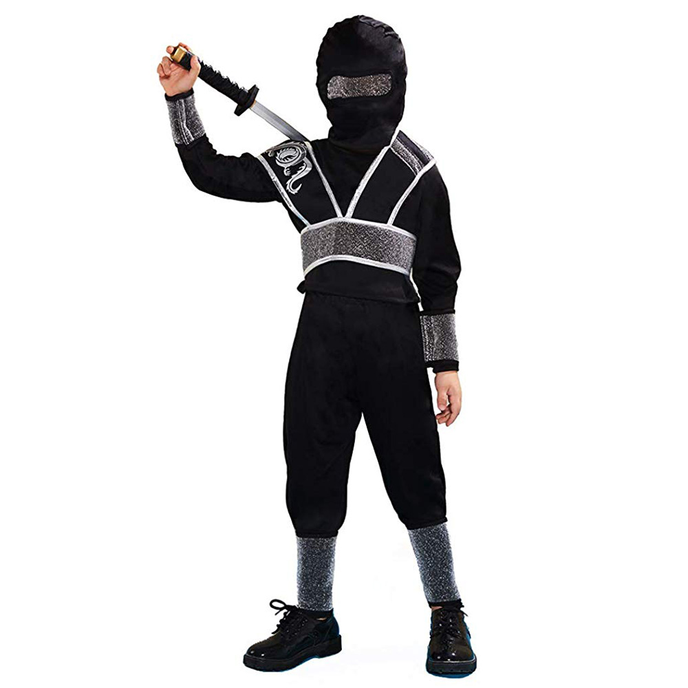 Boy s Ninja Costume Halloween Kids Black Ninja Outfit, Dragon Totem