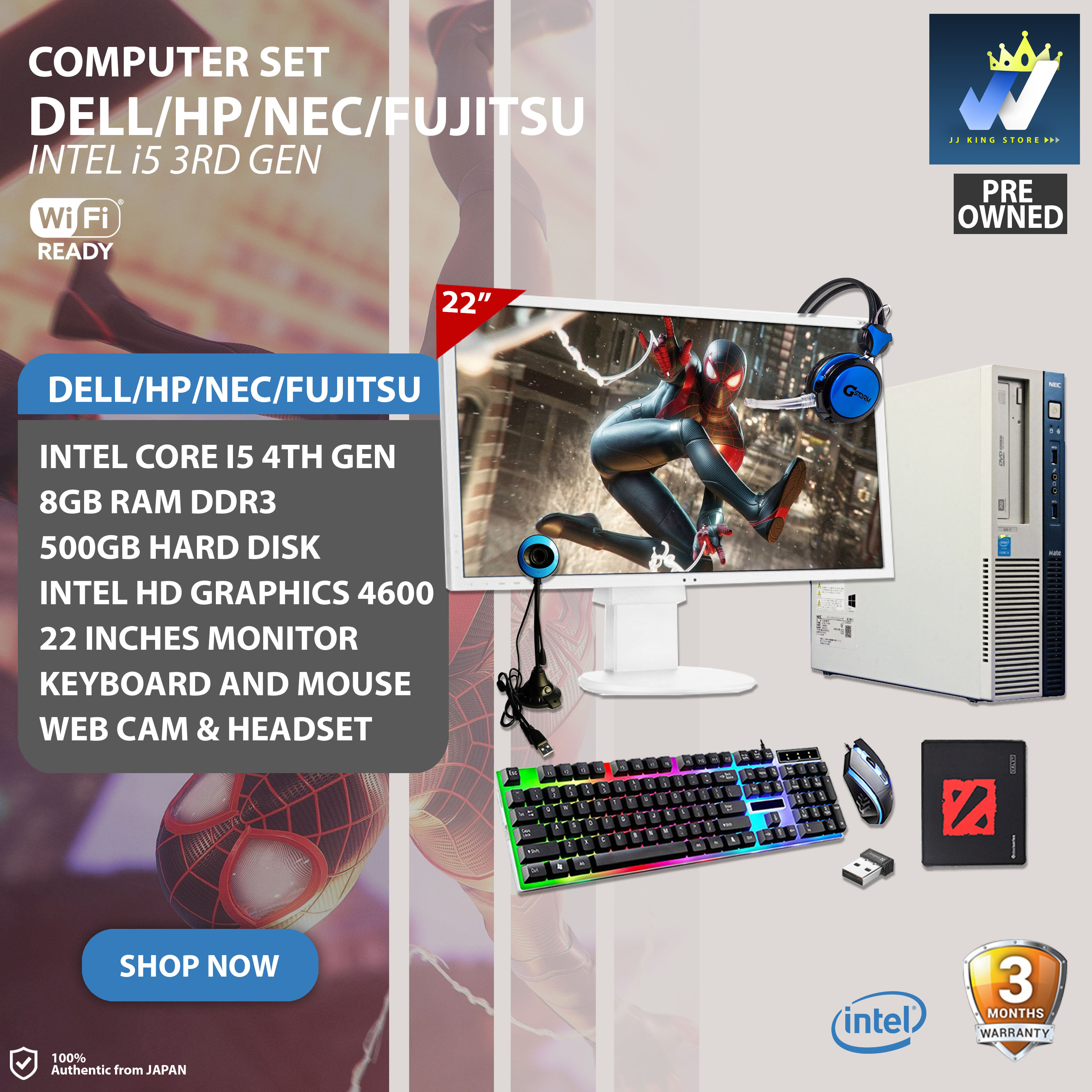 Gaming Pc Nec Fujitsu Acer Lenovo Hp Intel Core I5 3rd Gen 8gb Ram Ddr3 500gb Hdd 22 Inches Monitor Webcam Mouse Keyboard Mousepad Headset Wifi Dongle Desktop Pc Not Brand New Lazada Ph