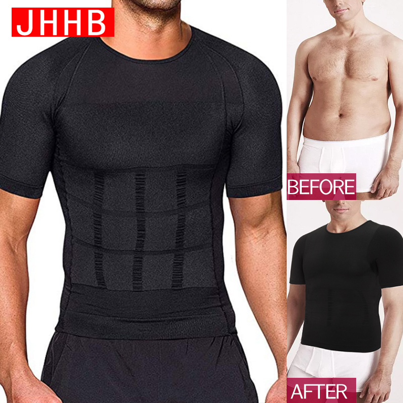 Men Body Shaper Slimming Compression Shirts Gynecomastia