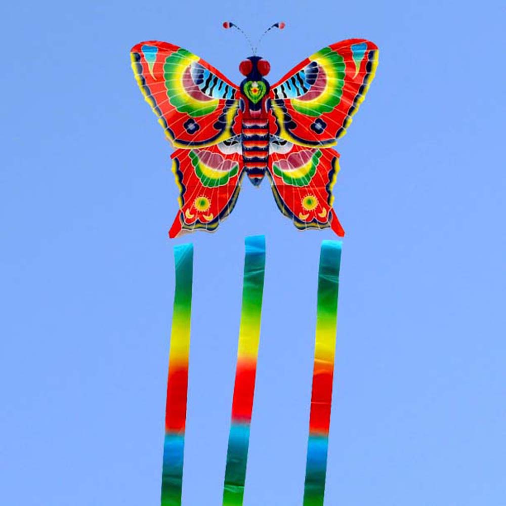 ZHUJI สวนความแปลกที่น่าสนใจเกมยาวหางว่าวง่าย Fly ของเล่นแบบโต้ตอบ Bee ปลาผีเสื้อ Kite Kids Toys Flying Bird Kite กีฬากลางแจ้ง