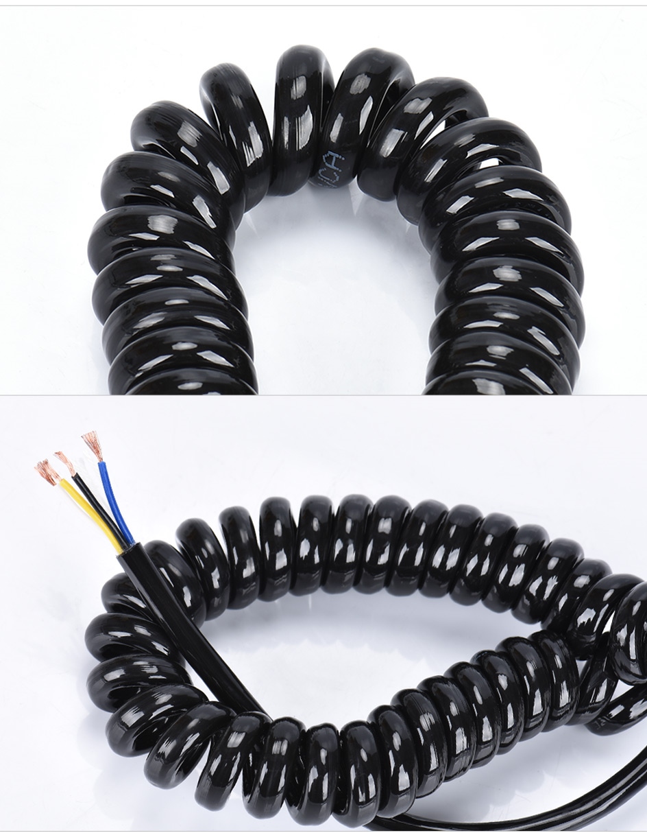 Electric Cable Spring Spiral Cable 2/3/4 Cores Black Stretchable Wire 0.3mm  0.5mm 1.0mm 1.5mm 2.5mm 13-22AWG Telescopic Power Extension Cord (Color 
