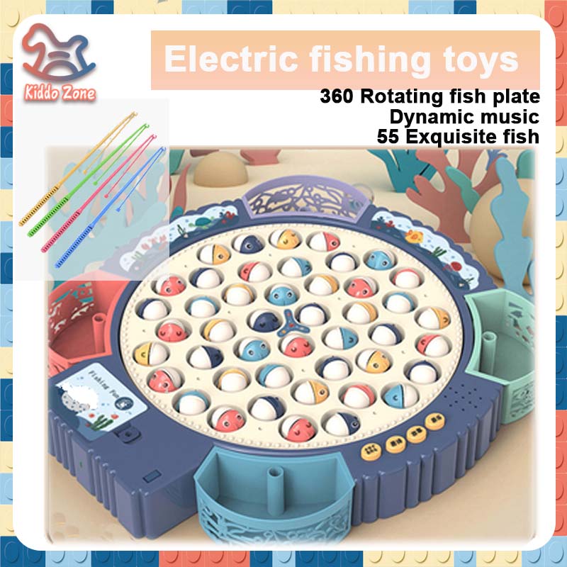 Magnetic Fishing Game Electric Music Rotating Fishing Toy Early
