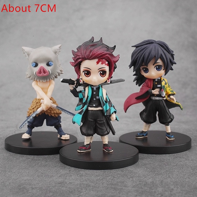 ดาบพิฆาตอสูร Nezuko Tanjirou Zenitsu Giyuu Inosuke Q Ver. ตุ๊กตาขยับแขนขาได้อะนิเมะ Kimetsu ไม่มี Yaiba Figurine ของเล่น