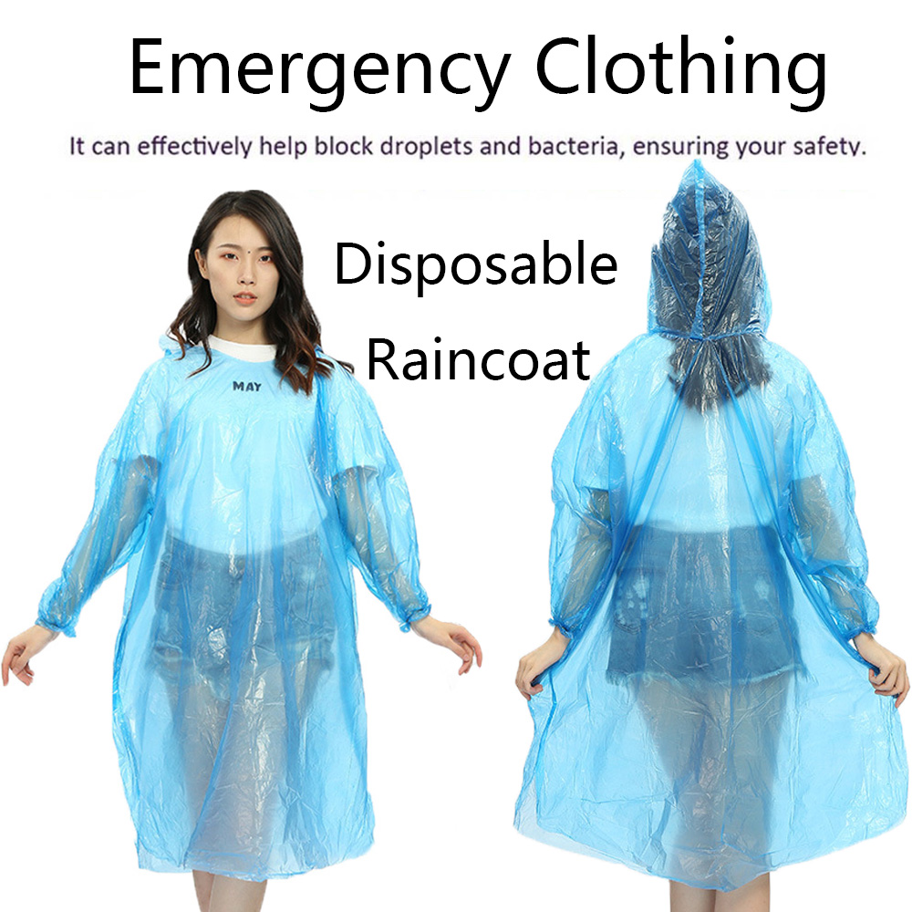 RUANPIN ชุดกันฝนแบบใช้แล้วทิ้ง,เสื้อผ้านิรภัย PE สำหรับทั้งชายและหญิงสำหรับท่องเที่ยวตั้งแคมป์ชุดเสื้อผ้าฉุกเฉิน