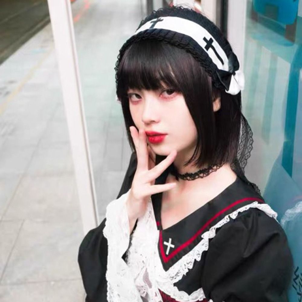ALICE XU Tất cả phù hợp Nữ Dễ thương Kẹp tóc nữ Lolita Mũ Nón Nơ Ruy băng Bờm Tóc hóa trang Lolita Hầu gái Băng Đô Ren Xếp Nếp Băng đô phong cách Hàn Quốc Phụ Kiện Nữ Băng đô Lolita Gothic