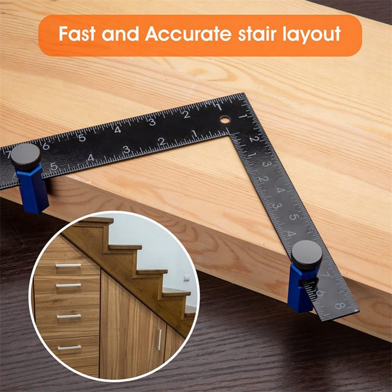 Tall Stair Gauge Frame Square Attachment Fixture with Stand Stair Gauge  Knob Tool Stair Stringer Layout Tool,Blue