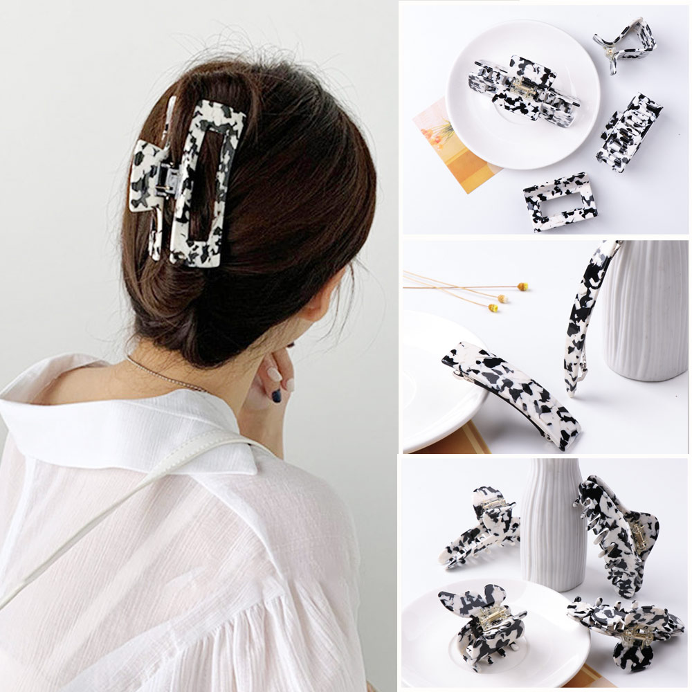 GVGSX9N Hair Accessories Acrylic Large Barrette Metal Hairpins Hair Claw Clip Milk Cow Color Hair Clamps