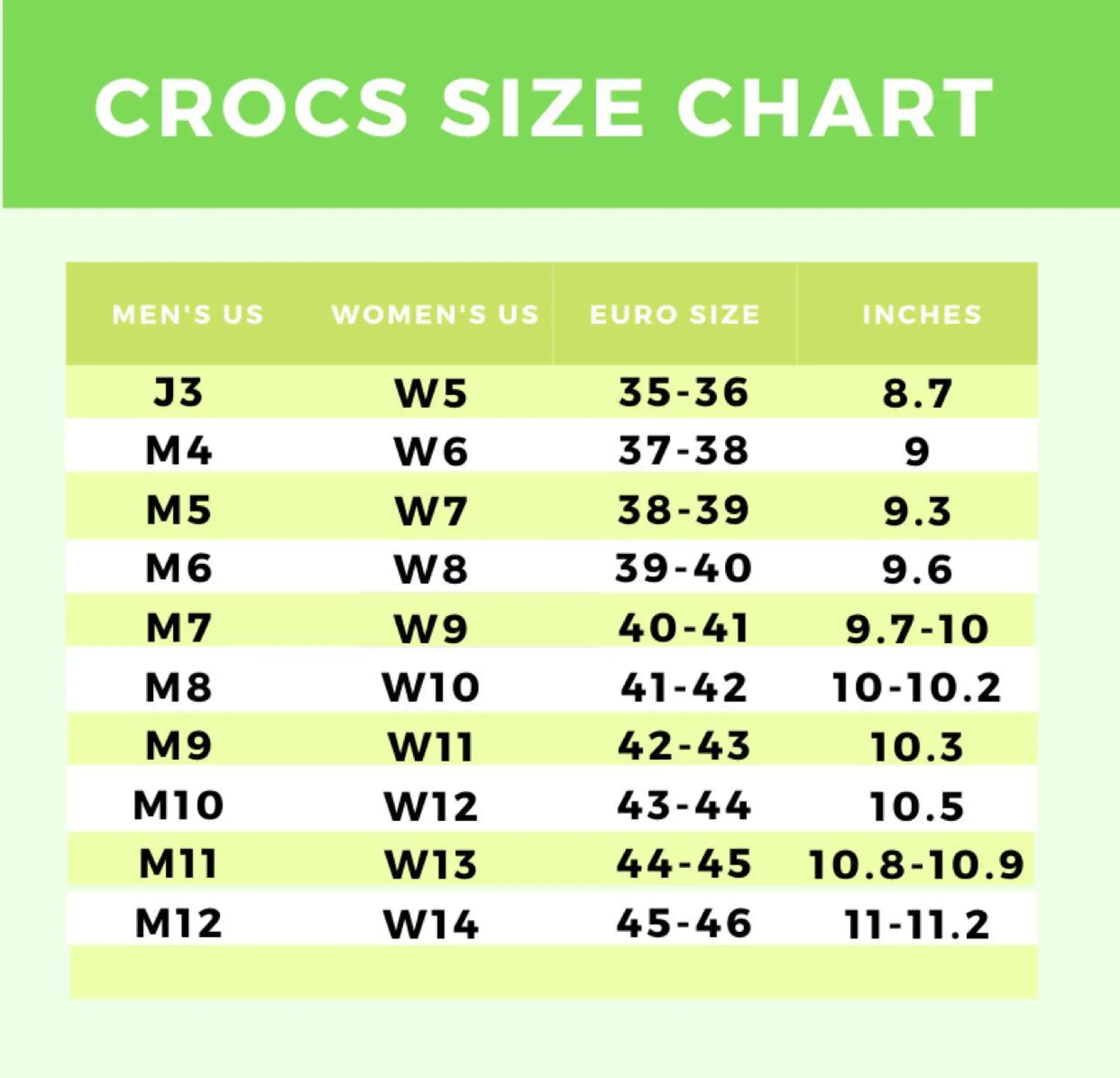 Crocs Shoe Size Chart: Adult Kids Sizing Crocs | art-kk.com