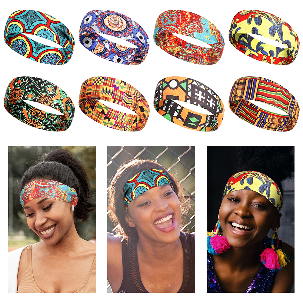 DAOQIWANGLUO Wide African Stretchy Elastic Hair Accessories Headband Hairband Head Wrap Turban