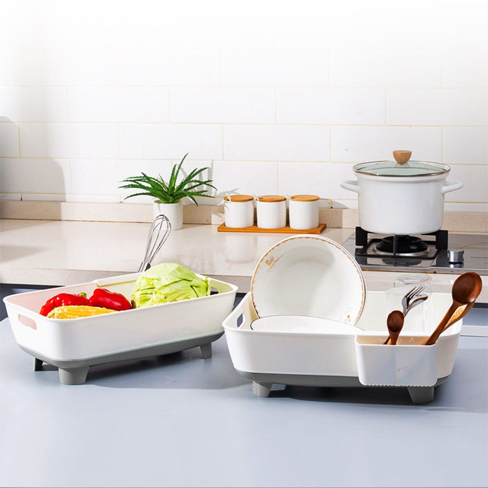 Locaupin Kitchen Sink Countertop Dish Rack with Drainer Multifunctional Washing Vegetable Basket with Utensil Holder Lazada PH