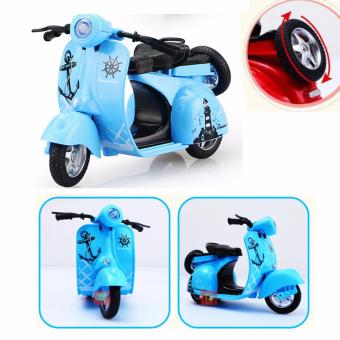 1:14 Scale Mini Diecast Vespa Scooter Motorcycles With Light&Sounds-Blue June 2018 - 5 1:14 Scale Mini Diecast Vespa Scooter Motorcycles with Light&Sounds-Blue - 5