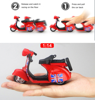 1:14 Scale Mini Diecast Vespa Scooter Motorcycles With Light&Sounds-Blue June 2018 - 4 1:14 Scale Mini Diecast Vespa Scooter Motorcycles with Light&Sounds-Blue - 4