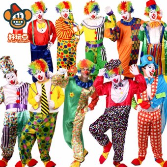 2PCS/Set Clown Cosplay Halloween Costumes For Adult Men Jumpsuit+Cap Size 170-180CM - Intl June 2018 - 2 2PCS/Set Clown Cosplay Halloween Costumes for Adult Men Jumpsuit+Cap Size 170-180CM - intl - 2