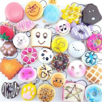 30Pcs Jumbo Medium Mini Random Squishy Soft Panda/Bread/Cake/Buns Phone Straps Multicolor - Intl April 2018 - 2 30Pcs Jumbo Medium Mini Random Squishy Soft Panda/Bread/Cake/Buns Phone Straps Multicolor - intl - 2