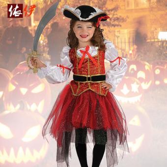 4PCS/Set Dress+Belt+Hat+Skirt Kids Party Cosplay Dress Up PirateHalloween Costumes For Girls (L Size Height 115-125CM) - Intl June 2018 - 2 4PCS/Set Dress+Belt+Hat+Skirt Kids Party Cosplay Dress Up PirateHalloween Costumes for Girls (L Size Height 115-125CM) - intl - 2