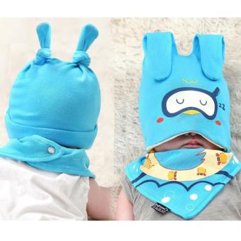 Baby Beanie With Bib Toddler Beanie Hat Soft Cotton Unisex BonnetFood Bib Costume Girls Boys (BLUE) June 2018 - 2 Baby Beanie with Bib Toddler Beanie Hat Soft Cotton Unisex BonnetFood Bib Costume Girls Boys (BLUE) - 2