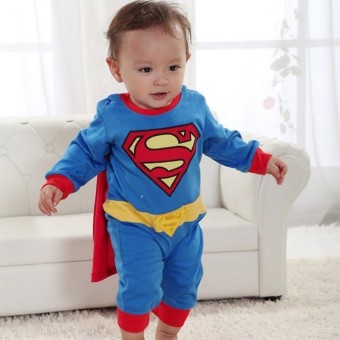 Baby Boy SuperHero Superman Costume Jumpsuit And Cape Blue June 2018 - 4 Baby Boy SuperHero Superman Costume Jumpsuit and Cape Blue - 4