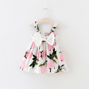 Baby Girls Floral Dress Lemon Print Bowknot Dress(Pink) June 2018 - 3 Baby Girls Floral Dress Lemon Print Bowknot Dress(Pink) - 3