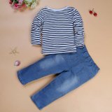 Baby Lily Girls Baby Kids Striped Spring T-shirt Jean Pant Set - Intl August 2018 - 3 Baby lily Girls Baby Kids Striped Spring T-shirt Jean Pant Set - intl - 3