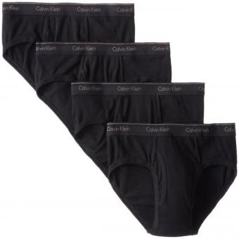 Calvin Klein Men's 4-Pack Cotton Classic Low Rise Brief\\; Black\\; Large