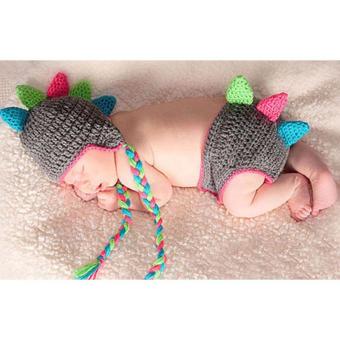 Handmade Crochet Baby Hat And Diaper Cover Newborn PhotographyProps Dinosaur Beanie With Shorts Children Costume Set - Intl June 2018 - 4 Handmade Crochet Baby Hat and Diaper Cover Newborn PhotographyProps Dinosaur Beanie with Shorts Children Costume Set - intl - 4