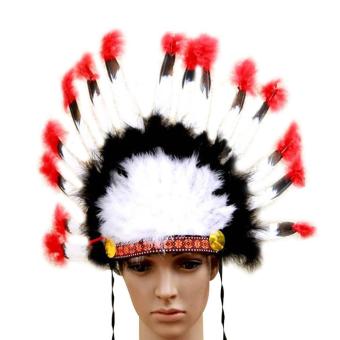 Leegoal Indian Feathers Headdress Native American Chief Head DressFor Adult And Kids Halloween Costumes Party, Black+White+Red23x14inch - Intl July 2018 - 3 leegoal Indian Feathers Headdress Native American Chief Head DressFor Adult And Kids Halloween Costumes Party, Black+White+Red23x14inch - intl - 3