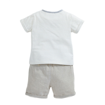 Mamas And Papas Sand Striped T-shirt And Shorts Set June 2018 - 2 Mamas and Papas Sand Striped T-shirt and Shorts Set - 2